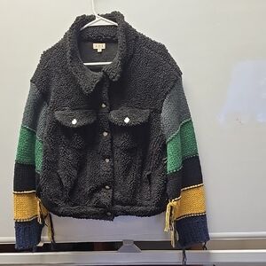 POL Teddy Jacket with Knit Sleeves